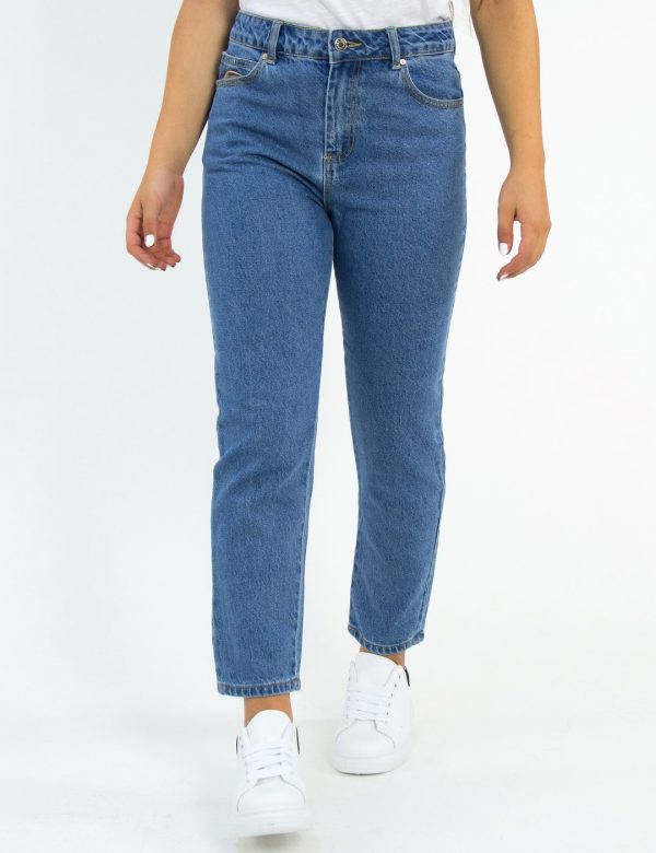 Γυναικείο μπλε ψηλόμεσο τζιν Mom Fit ITA6087