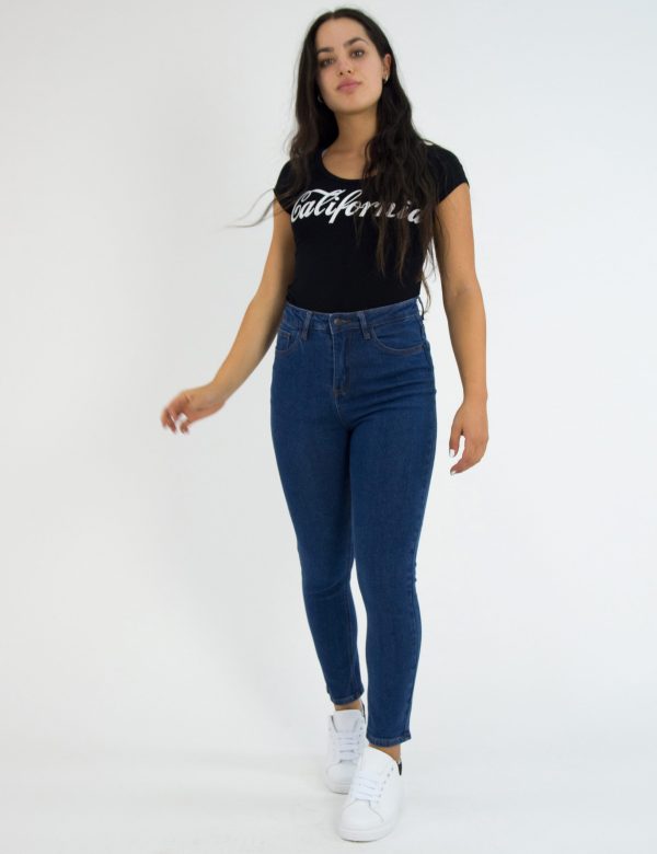 Γυναικείο μπλε τζιν παντελόνι Mom Fit με ελαστικότητα ITA6635