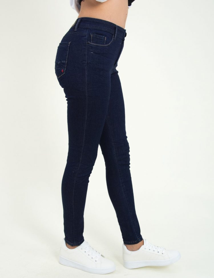 Γυναικείο blue black ψηλόμεσο τζιν παντελόνι Damaged 1