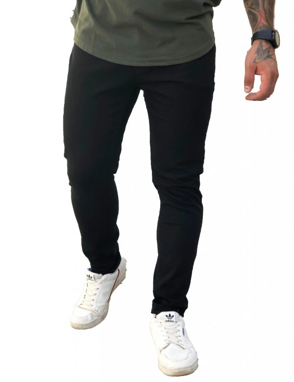 Ανδρικό μαύρο τζιν παντελόνι πεντάτσεπο