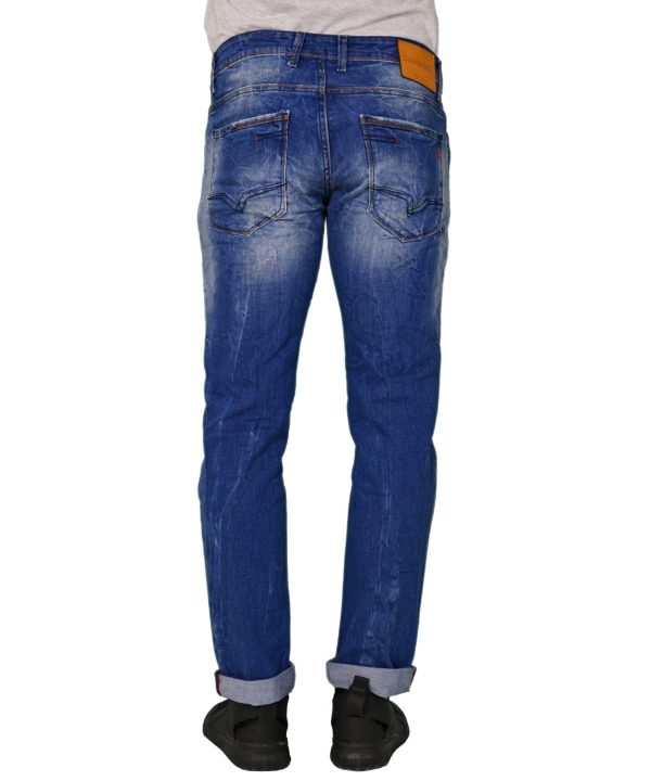 Ανδρικό τζιν Regular Fit Damaged μπλε ξεθωριασμένο