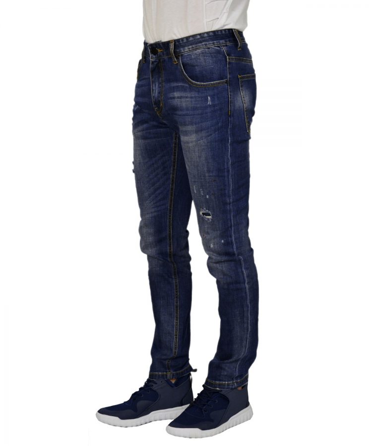 Ανδρικό jean παντελόνι μπλε ξεβαμμένο ίσια γραμμή 2