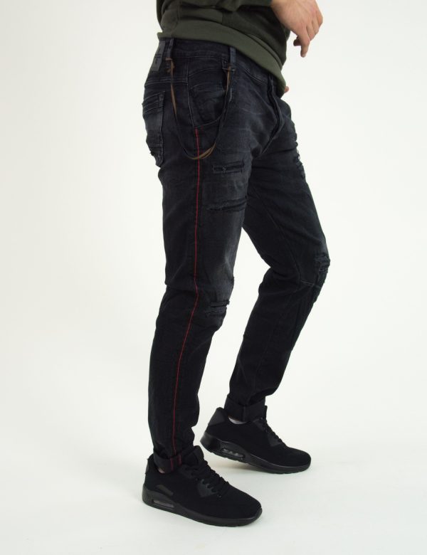 Ανδρικό μαύρο ξεβαμμένο τζιν σωλήνας Damaged