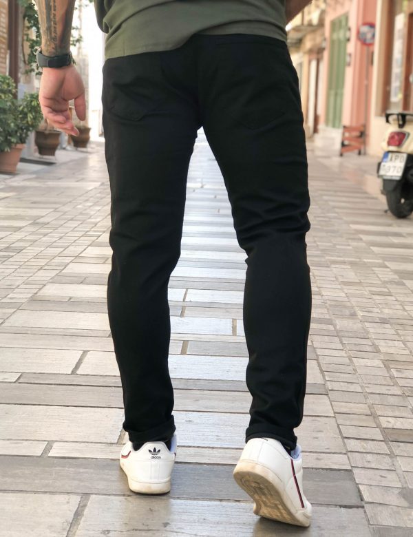 Ανδρικό μαύρο τζιν παντελόνι πεντάτσεπο