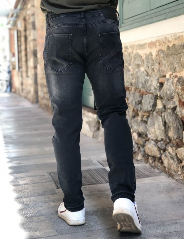 Ανδρικό γκρι τζιν παντελόνι ξεθωριασμένο