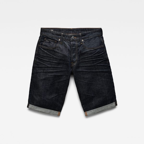 g-star-raw-3301-shorts-dark-blue-front Ανδρικό παντελόνι G-Star RAW 3301 Denim Shorts | Original