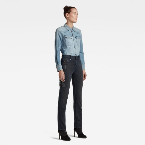 Γυναικείο παντελόνι G-Star RAW Noxer Straight Artwork Jeans | Original