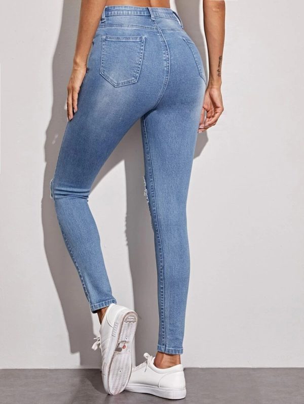 Γυναικείο Ψηλόμεσο skinny τζιν με σκισίματα