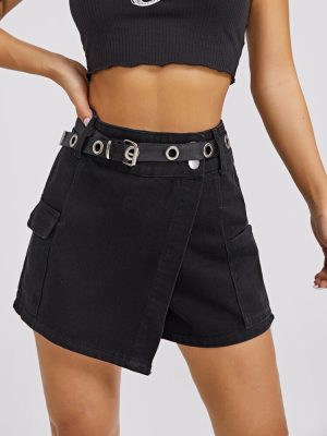 Μαύρο τζιν skort σορτσάκι-φούστα Μαύρο τζιν skort σορτσάκι-φούστα