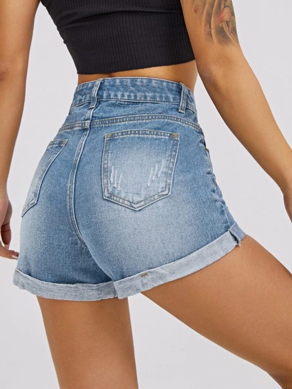 Γυναικείο Κοντό τζιν σορτσάκι ελαφρώς ξεβαμμένο