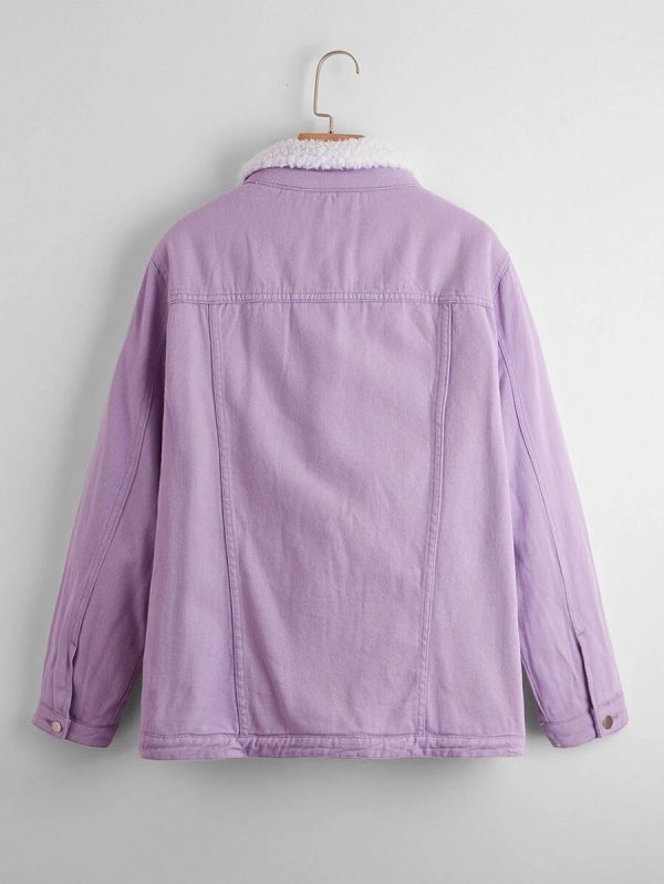 Λιλά τζιν τζάκετ με επένδυση Λιλά τζιν τζάκετ με επένδυση