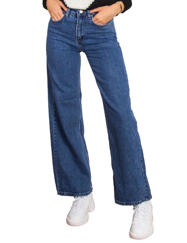 Γυναικείο μπλέ Wide Leg ψηλόμεσο τζιν