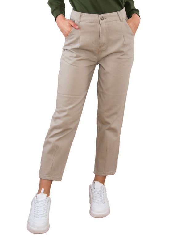 Γυναικείο Buggy τζιν παντελόνι μπεζ