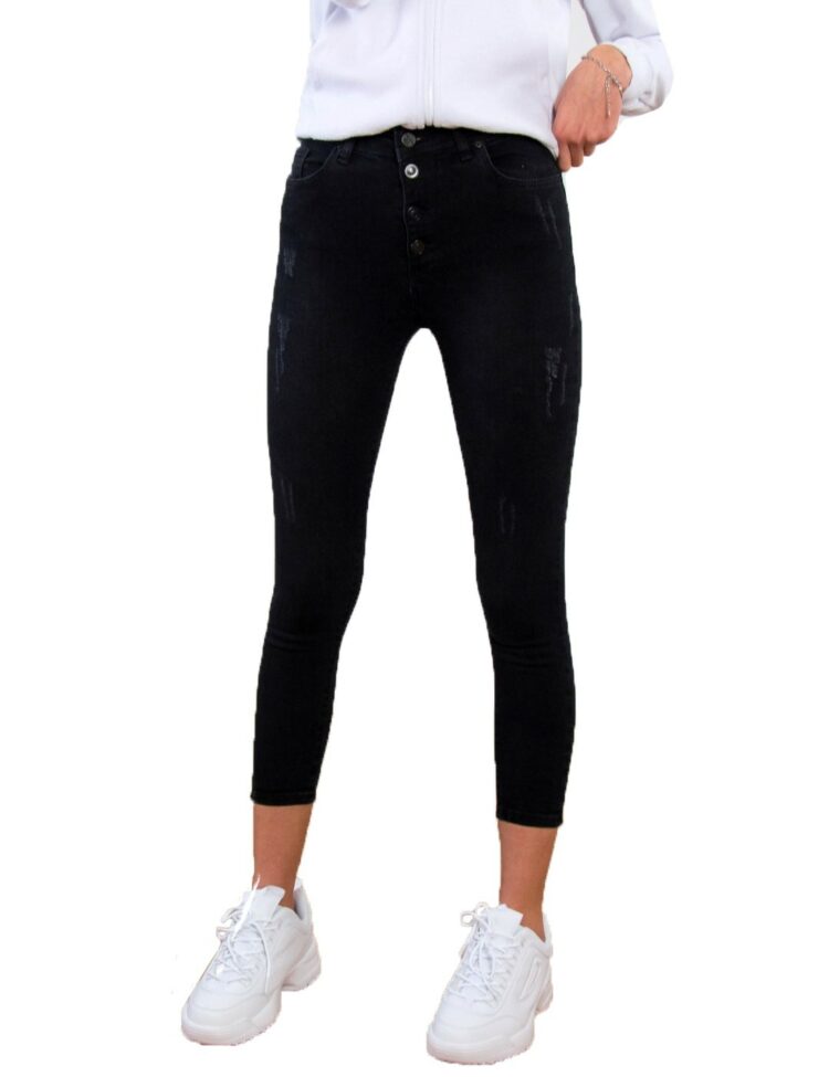 Γυναικείο ανθρακί τζιν παντελόνι με φθορές Plus Size 1