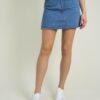 Γυναικεία μπλε χλώριο τζιν φούστα φερμουάρ ψηλόμεση