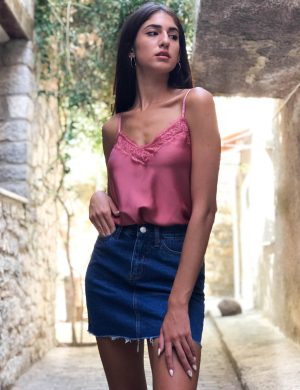 Γυναικεία τζιν ψηλόμεση μίνι φούστα μπλε