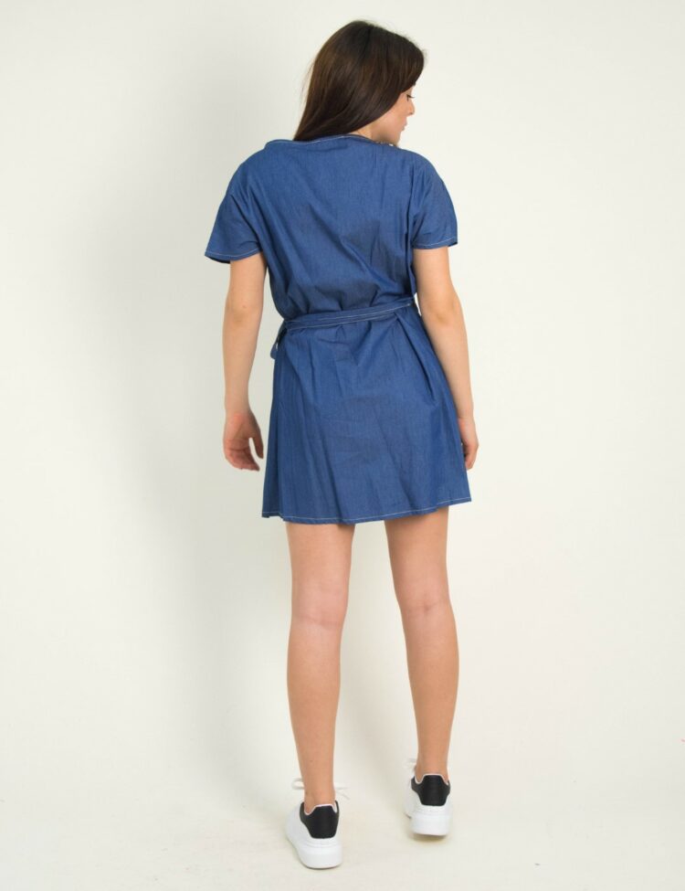 Γυναικείο μπλε mini τζιν φόρεμα κρουαζέ 2