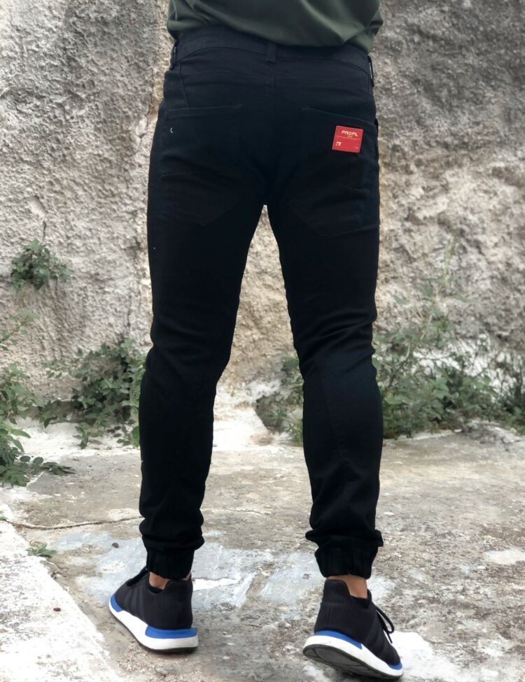 Ανδρικό μαύρο τζιν παντελόνι με λάστιχο Profil 2