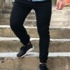 Ανδρικό μαύρο τζιν παντελόνι με λάστιχο Profil