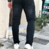 Ανδρικό μαύρο τζιν παντελόνι με ξέβαμμα και φθορές 3