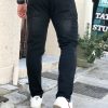 Ανδρικό μαύρο τζιν παντελόνι με ξέβαμμα και φθορές