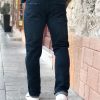 Ανδρικό σκούρο μπλε τζιν παντελόνι με ξέβαμμα