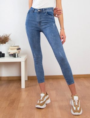 Γυναικεό μπλε τζιν παντελόνι με φθορές