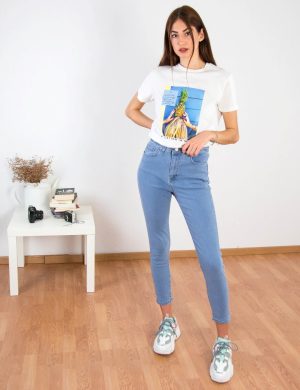 Γυναικεό χλώριο τζιν παντελόνι Plus Size