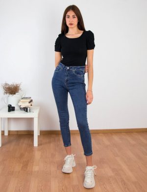 Γυναικείο μπλε ψηλόμεσο τζιν Plus Size