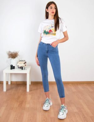 Γυναικείο μπλε τζιν παντελόνι ελαστικό Γυναικείο μπλε τζιν παντελόνι ελαστικό