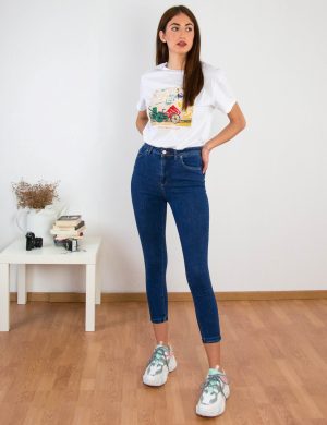 Γυναικεό μπλε τζιν παντελόνι ελαστικό