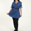 Γυναικείο μπλε τζιν πουκαμισοφόρεμα Plus Size Honey