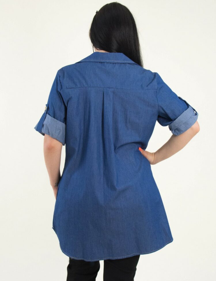 Γυναικείο μπλε τζιν πουκαμισοφόρεμα Plus Size Honey 1