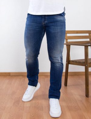 Ανδρικό μπλε τζιν παντελόνι ξεβάμματα Trial 21 Marvin