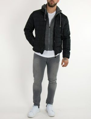 Ανδρικό γκρι τζιν παντελόνι με φθορές και ξέβαμμα