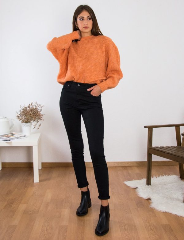 Γυναικείο μαύρο τζιν παντελόνι σωλήνας Plus Size ελαστικό