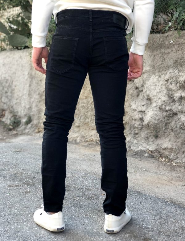 Ανδρικό μαύρο τζιν παντελόνι πεντάτσεπο