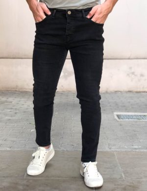 Ανδρικό ανθρακί τζιν παντελόνι πεντάτσεπο