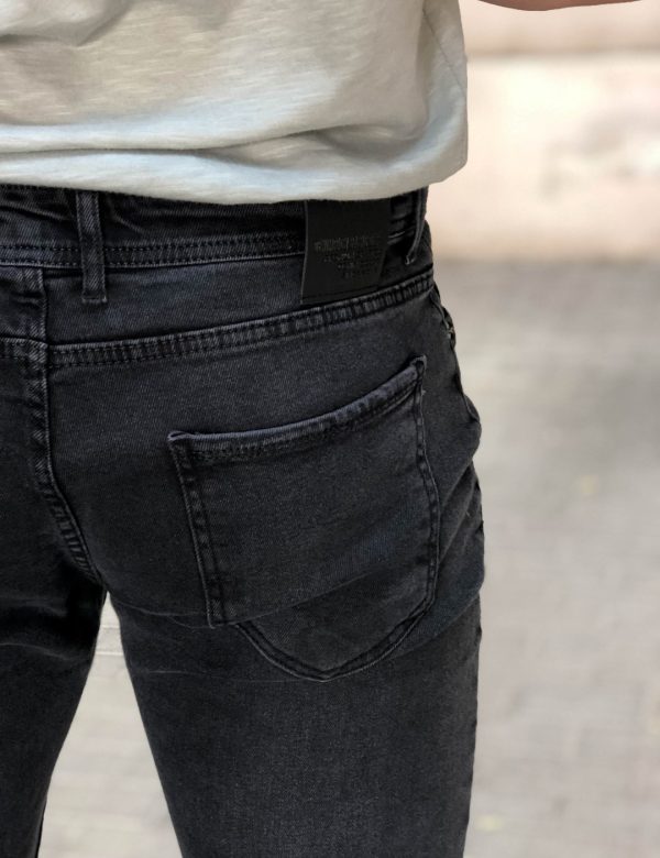 Ανδρικό ανθρακί τζιν παντελόνι πεντάτσεπο