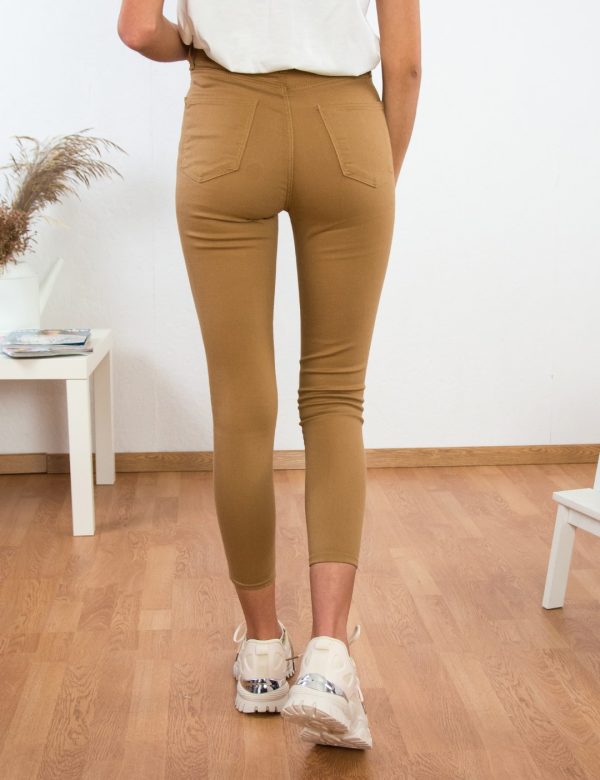 Γυναικείο καφέ ψηλόμεσο τζιν παντελόνι σωλήνας