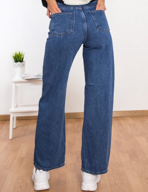 Γυναικείο μπλέ Wide Leg ψηλόμεσο τζιν