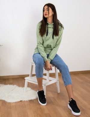 Γυναικείο χλώριο τζιν παντελόνι με φθορές Denim Plus Size