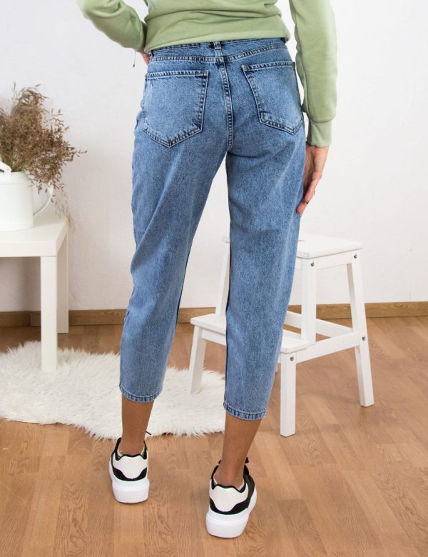 Γυναικείο χλώριο τζιν παντελόνι με φθορές Denim Plus Size