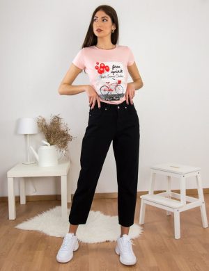 Γυναικείο μαύρο τζιν παντελόνι Denim Plus Size