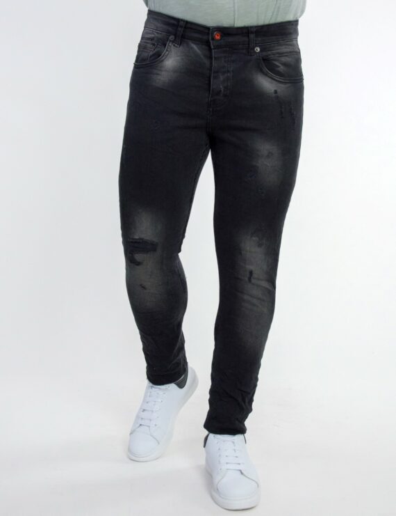 Ανδρικό μαύρο τζιν παντελόνι με φθορές
