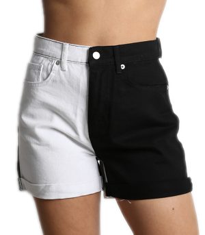 Τζιν σορτς δίχρωμο katrina (Μαύρο-λευκό)