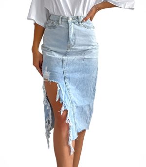 Τζιν φούστα ψηλόμεση jane (Μπλε)