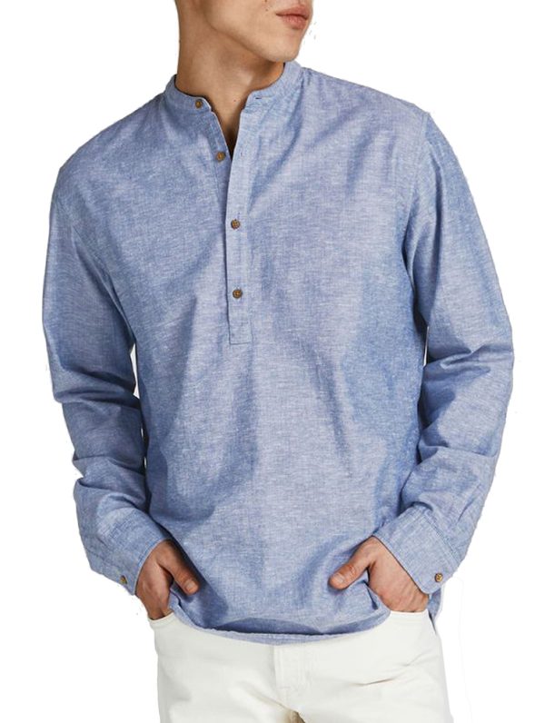 ΠΟΥΚΑΜΙΣΟ JACK & JONES JPRBLASUMMER HALF PLACKET SHIRT L/S SN FADED DENIM JACK&JONES