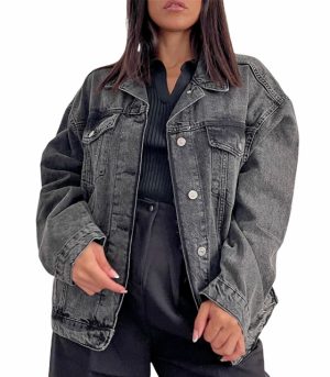 Τζιν τζάκετ oversized (Μαύρο)