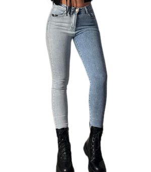 Τζιν ψηλόμεσο ελαστικό δίχρωμο (Μπλε)